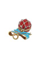 RUSSIAN 84 GILT SILVER ENAMEL RED EGG PENDANT