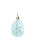 RUSSIAN STAR SILVER GUILLOCHE ENAMEL EGG PENDANT