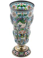 RUSSIAN SILVER PLIQUE A JOUR CLOISONNE ENAMEL CUP