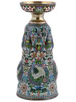 RUSSIAN SILVER PLIQUE A JOUR CLOISONNE ENAMEL CUP