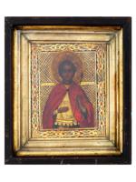 ANTIQUE RUSSIAN ICON OF ST GEORGE FRAMED WITH GOLD