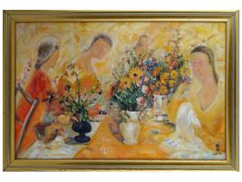 ATTRIBUTED TO LE PHO VIETNAMESE SCENE OIL PAINTING