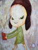 ATTR TO NARA YOSHITOMO JAPANESE MIXED MEDIA PAINTING PIC-1