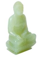 CHINESE HAND CARVED PURE GREEN JADE STATUE OF BUDDHA