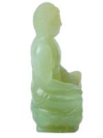 CHINESE HAND CARVED PURE GREEN JADE STATUE OF BUDDHA