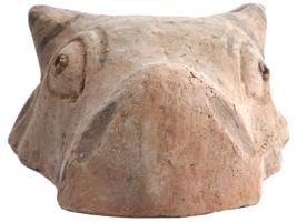 ANCIENT ROMAN TERRACOTTA HAND PAINTED BULL HEAD MASK