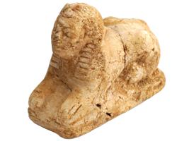 ANCIENT EGYPT LATE PERIOD CARVED MARBLE SPHINX FIGURINE