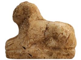 ANCIENT EGYPT LATE PERIOD CARVED MARBLE SPHINX FIGURINE