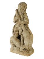 ANCIENT BYZANTINE STONE STATUE ST GEORGE SLAYING DRAGON