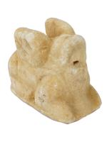 ANCIENT CARVED MARBLE SPHINX FIGURE WITH MYTHICAL FACE