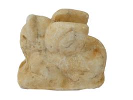 ANCIENT CARVED MARBLE SPHINX FIGURE WITH MYTHICAL FACE