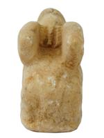 ANCIENT CARVED MARBLE SPHINX FIGURE WITH MYTHICAL FACE