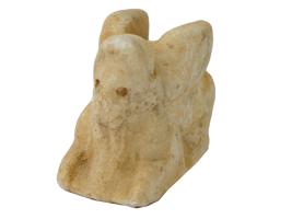 ANCIENT CARVED MARBLE SPHINX FIGURE WITH MYTHICAL FACE