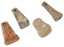FOUR ANCIENT ROMAN LEAD LOOM WEIGHTS TEXTILE TOOLS