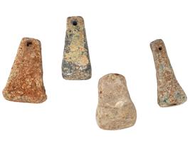 FOUR ANCIENT ROMAN LEAD LOOM WEIGHTS TEXTILE TOOLS