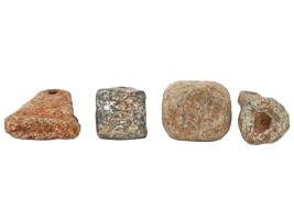 FOUR ANCIENT ROMAN LEAD LOOM WEIGHTS TEXTILE TOOLS