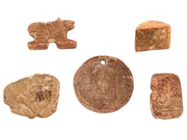 ANCIENT TERRACOTTA AND CARVED STONE SEALS ANIMALS MOTIF