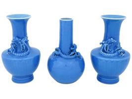 VINTAGE CHINESE QING BLUE PORCELAIN VASES WITH QIULONGS