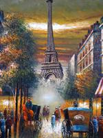 ACRYLIC PARIS CITYSCAPE PAINTING BY T CHELL