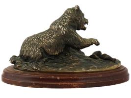 BEAR AND FISH BRONZE SCULPTURE AFTER TERRELL O BRIEN