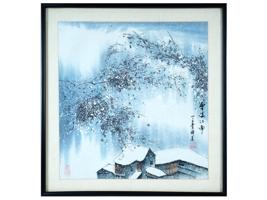 CHINESE WINTER INK AND WATERCOLOR PAINTING SIGNED