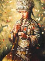 AFTER ZHAO CHUN CHINESE FEMALE PORTRAIT OIL PAINTING