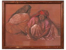 ATTR TO FRANCISCO ZUNIGA MEXICAN WOMEN PASTEL PAINTING