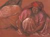 ATTR TO FRANCISCO ZUNIGA MEXICAN WOMEN PASTEL PAINTING PIC-1