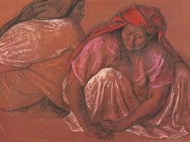 ATTR TO FRANCISCO ZUNIGA MEXICAN WOMEN PASTEL PAINTING