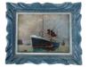 ANTIQUE FRENCH MARINE PAINTING SIGNED AND FRAMED PIC-0