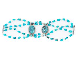 TURQUOISE AND PEARL BEADED DESIGN SILVER BRACELET