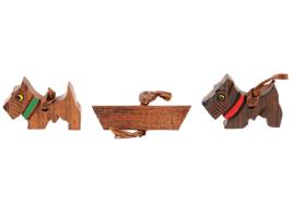 LOT OF TERRIER DOG DESIGN HAND CARVED WOOD BROOCHES