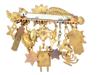 MODERN JUDAICA JEWELRY BROOCH WITH VARIOUS CHARMS PIC-1