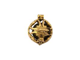 GILT BRONZE PENDANT PERFUME LOCKET WITH MUSIC BALL