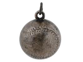 ANTIQUE AMERICAN STERLING SILVER BASEBALL PENDANT