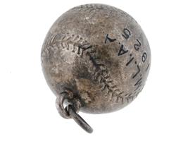 ANTIQUE AMERICAN STERLING SILVER BASEBALL PENDANT