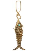 VINTAGE GILT SILVER FILIGREE FISH PENDANT W OPEN MOUTH