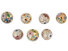 COLLECTION OF SEVEN CHINESE CLOISONNE ENAMEL BEADS