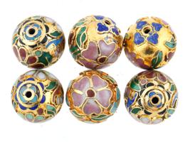 COLLECTION OF CHINESE FLORAL CLOISONNE ENAMEL BEADS