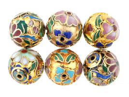 COLLECTION OF CHINESE FLORAL CLOISONNE ENAMEL BEADS