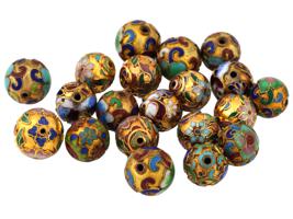 COLLECTION OF CHINESE FLORAL CLOISONNE ENAMEL BEADS