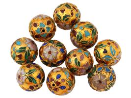 COLLECTION OF CHINESE FLORAL CLOISONNE ENAMEL BEADS