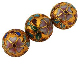 COLLECTION OF CHINESE FLORAL CLOISONNE ENAMEL BEADS