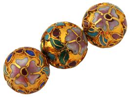 COLLECTION OF CHINESE FLORAL CLOISONNE ENAMEL BEADS