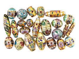 COLLECTION OF CHINESE FLORAL CLOISONNE ENAMEL BEADS