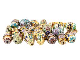 COLLECTION OF CHINESE FLORAL CLOISONNE ENAMEL BEADS