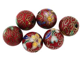 COLLECTION OF CHINESE FLORAL CLOISONNE ENAMEL BEADS