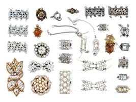 VINTAGE JEWELED STERLING SILVER JEWELRY CLASPS