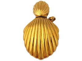 VINTAGE 18K GOLD SHELL PERFUME BOTTLE PENDANT