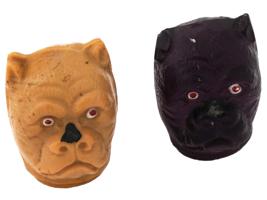 VINTAGE DECORATIVE PAINTED RESIN DOG HEADS